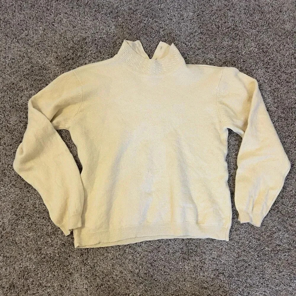 Vintage Y2K Talbots Cropped Turtleneck Sweater Top Small Cashmere Wool 90s Shirt